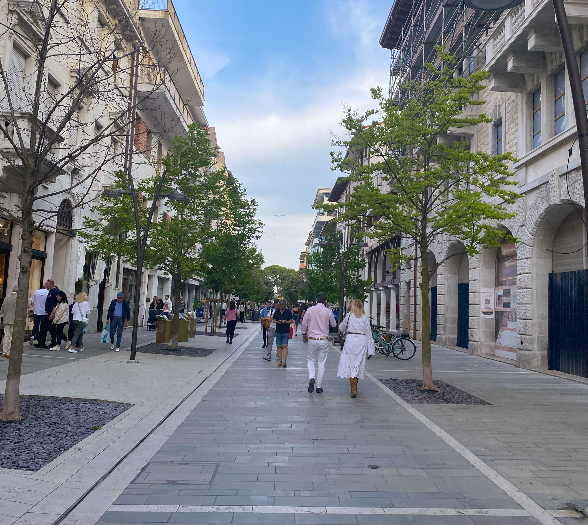 Pedestrian area and old town of Grado as time ashore during the day trip.
