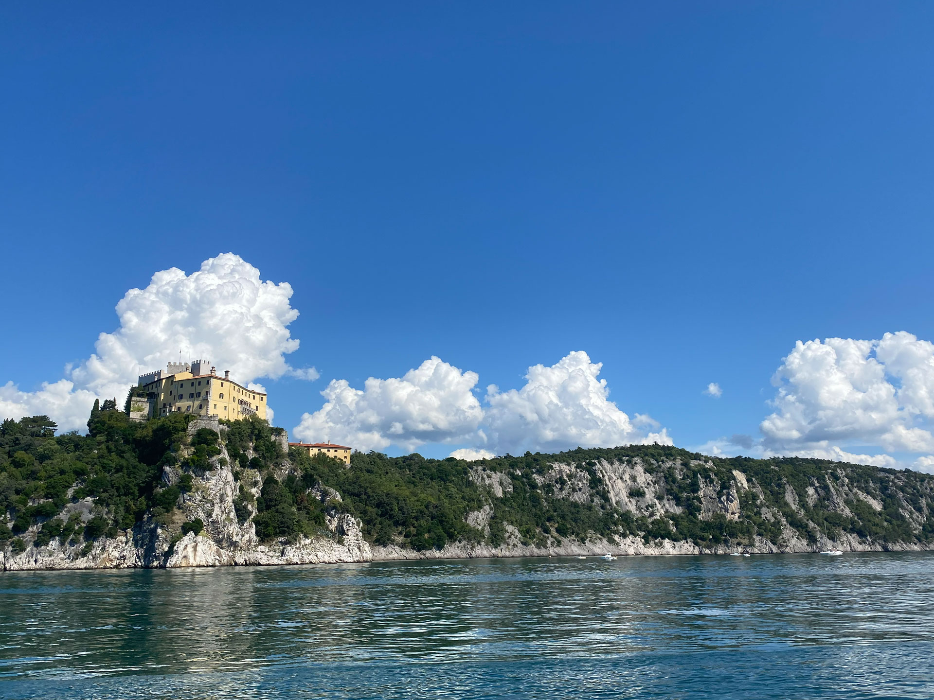 Duino Castle and karst coast as a northern Adriatic coastal motif.